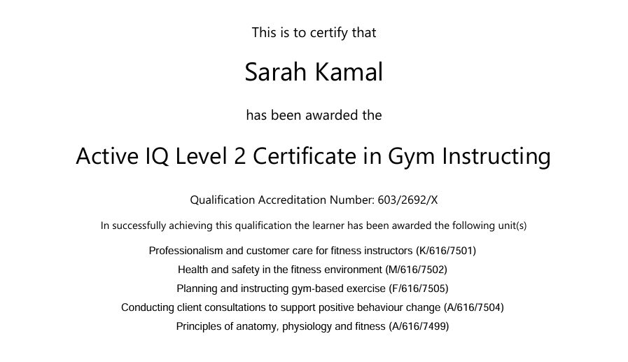 Active IQ Level 2 – Gym Instructing